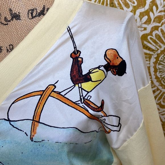 Lanvin Rare Stunning Babar Edition Yellow Virgin Wool/Silk Cardigan size L - Picture 5 of 13